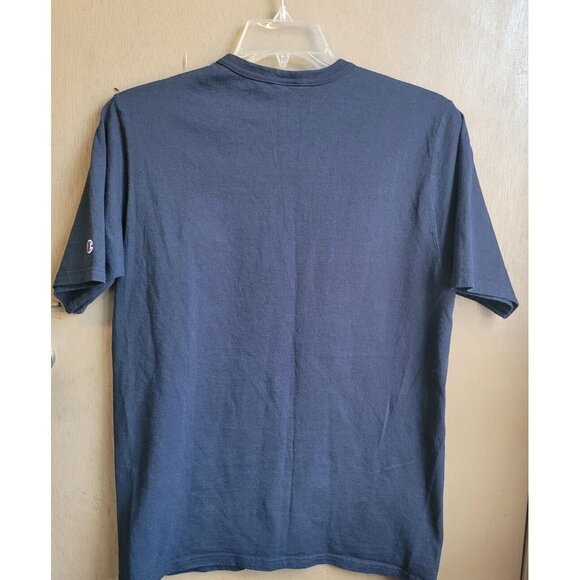 VINTAGE Champion Shirt Adult Large Navy Blue Big Logo Spell Out Mens 90s * 🔥 - Picture 2 of 8